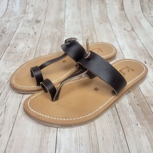 K. Jacques St. Tropez Brown Leather One Toe Open Back Sandals Size 35